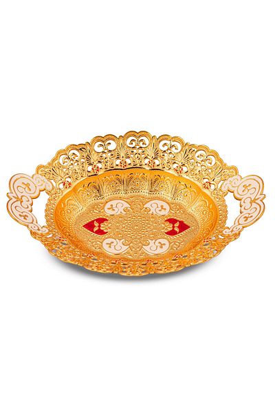 Sena Enameled Motif Date Bowl - Sugar Bowl - Snack Bowl - Turkish Delight Bowl (430-m)