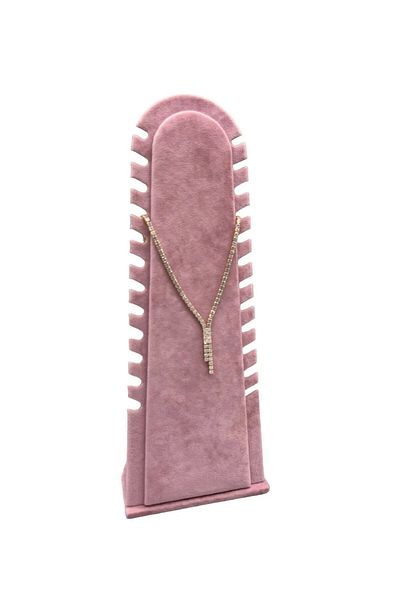 MeGass Dekor Domestic Production Riyadh Model Suede Fabric Pink Color 31/11 cm Footed Necklace-Ankle Bracelet Display Stand