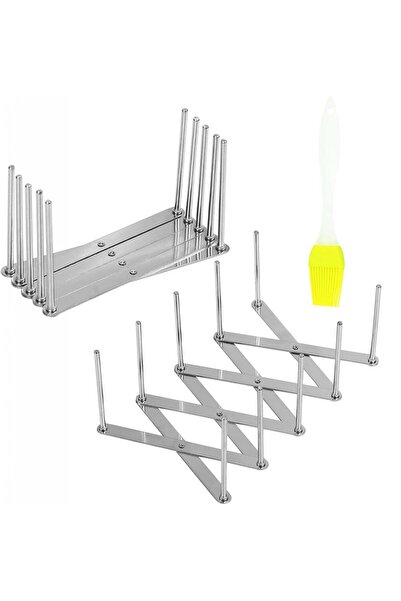 LOPOTIN Suport gratar coaste, cu spatula, inox, argintiu, 13 x 7,5 cm