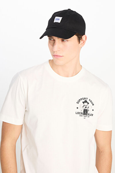 Lee %100 Pamuk Regular Fit Normal Kesim Bisiklet Yaka Baskılı Ekru Tişört