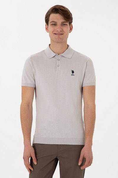 U.S. Polo Assn. Men's Slim Fit Polo Neck Light Gray T-Shirt 50299359 -Vr001