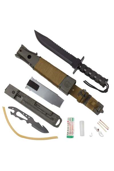 Depox Lovecký nůž IdeallStore, Last Survivor, multifunkční, černý 35 cm, včet...