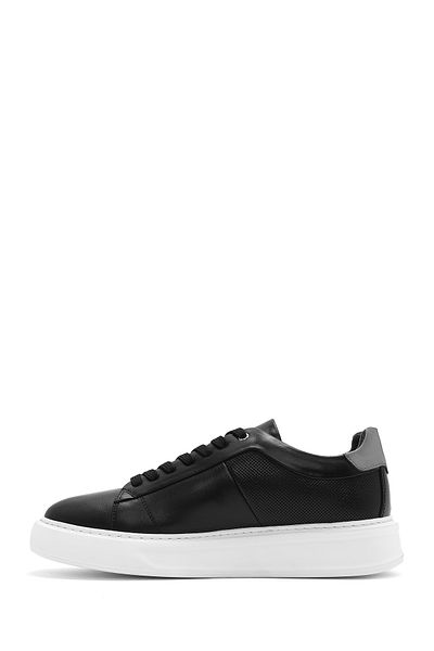 Derimod Men's Black Lace-Up Thick Soled Leather Sneaker 25Sfd 612818