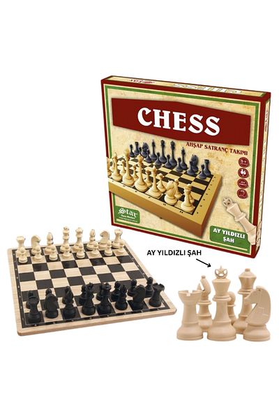 ELDİPA Chess Wooden Chess Set – Moon Star Shah Design, Wooden Floor, Luxury Wooden Chess Set