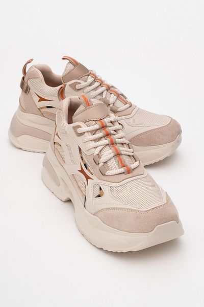 LuviShoes Marron Beige Patterned Women's Sports Sneakers
