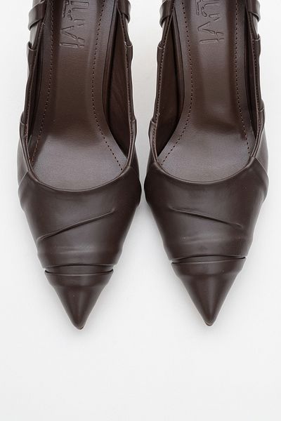 LuviShoes Дамски обувки на тънък ток ANLY Brown Skin