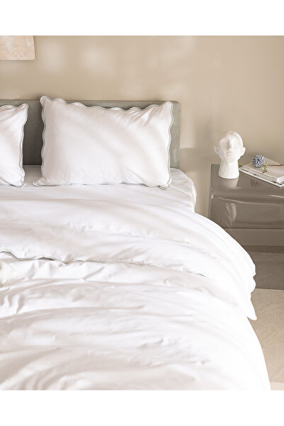 Madame Coco Justine Double 100% Cotton Duvet Cover Set - White/Blue