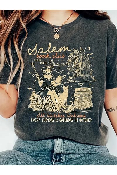 Touz Moda Βιβλίο μάγισσας πλενόμενο vintage μπλουζάκι
