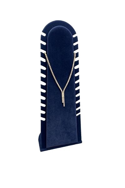 MeGass Dekor Domestic Production Riyadh Model Suede Fabric Navy Blue Color 31/11 cm Pedestal Necklace-Anklet Display Stand