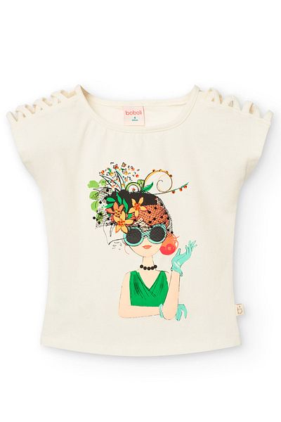 Boboli Girls' T-shirt with Floral Print