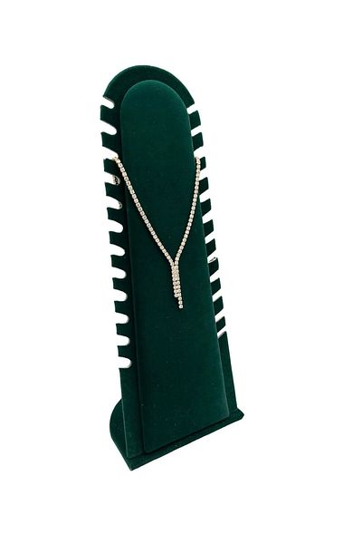 MeGass Dekor Domestic Production Riyadh Model Suede Fabric Green Color 31/11 cm Footed Necklace-Ankle Bracelet Display Stand