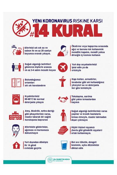 New Jargon 14 pravila protiv rizika od koronavirusa Tekst na beloj pozadini C...