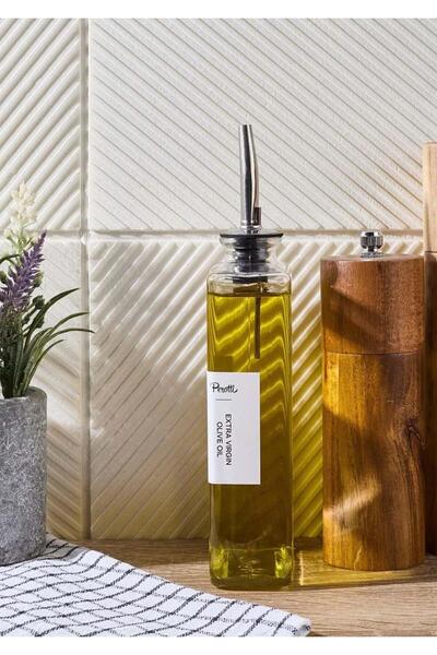 HomeTarz Cam Yağdanlık - Sosluk, Sirkelik, Yağlık - Gümüş Başlık - 350 ML