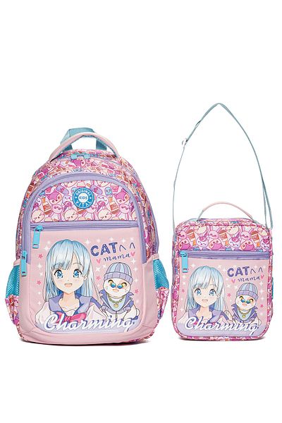 Go Veform Multi-Pocket Primary School Bag and Thermal Lunchbox Set of 2 Vtl20110 Lilac