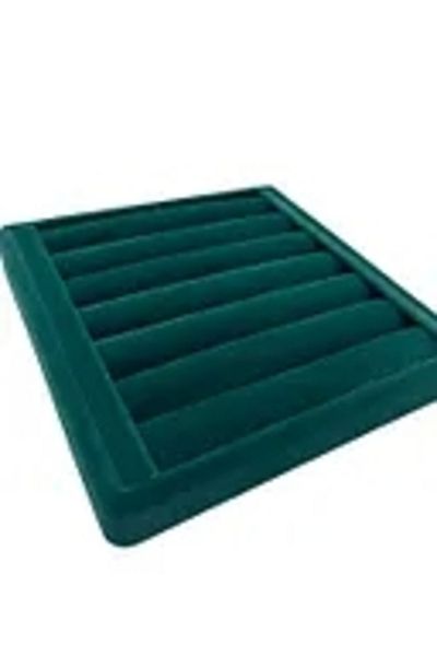 MeGass Dekor Suede Fabric Green Color 15 cm 15 cm Ring Display Stand