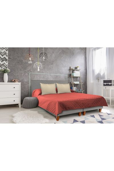 ALCAM Double Face Duvet Cover, 210 X 220 Cm 100% Microfiber, Coral/cream
