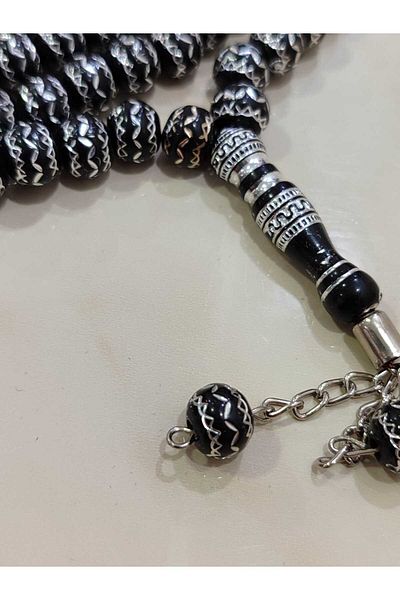 Bayraktar 500 Luxury Rosary Gilded Embroidered Black Color