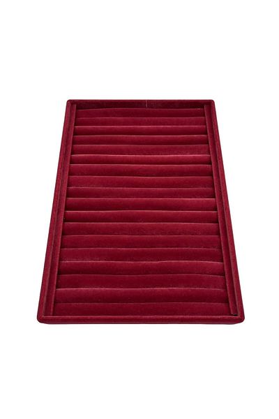 MeGass Dekor Domestic Production Large Size Suede Fabric Burgundy Color 34 cm / 24 cm Vertical Sausage Ring Display Stand