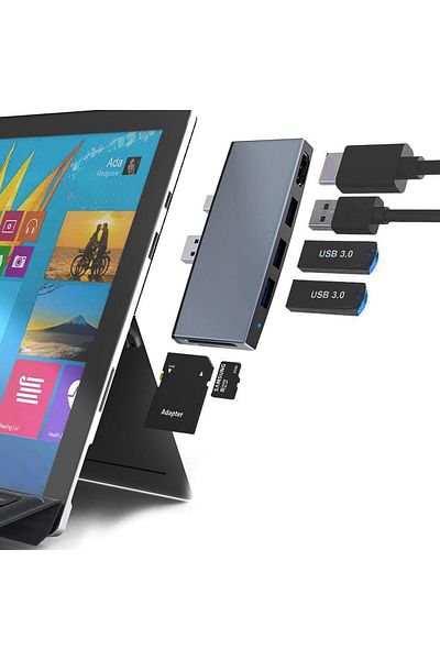 COOYA 6-in-2 USB Hub, 4K HDMI, USB3.0, SD/TF Card Reader, Microsoft Surface Pro 4/5/6 Compatible