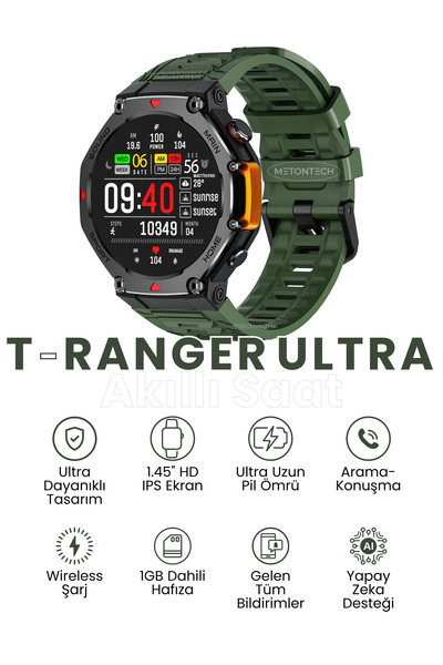 MactivePro Watch T-ranger Ultra Akıllı Saat Outdoor Güçlü Ve Dayanıklı | 380m...