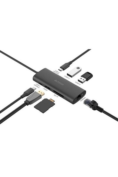 A4 Tech Stație de andocare A4tech universal, 8-în-1, conectarea PC-ului USB Type C, USB-C x 2, USB-A 3.0 x 1