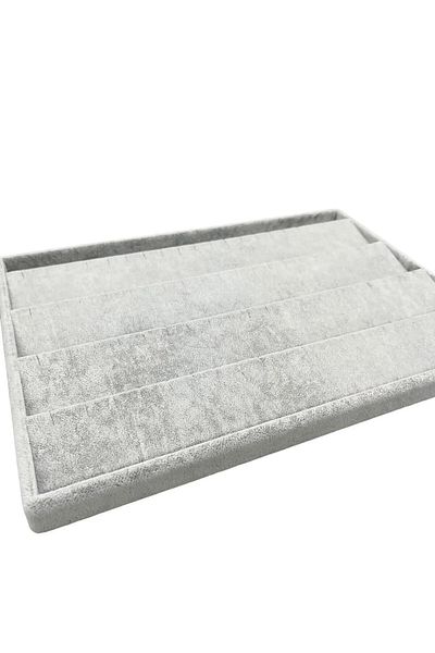 MeGass Dekor Domestic Production Algeria Model Suede Fabric Gray Color 34/24 cm Gradual Drawer Earring Stand