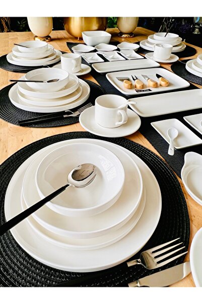 CASA DE BELLA White Modern 92 Parça 12 Kişilik Porselen Yemek Ve Kahvaltı Takımı