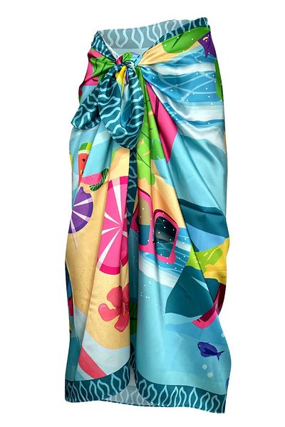 Bolder Lana-Beach&Sea Pattern Pareo Non-Exposed Shiny Fabric-95Cm*145Cm