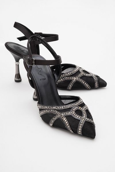 LuviShoes Pantofi de seara pentru dama VOLBY Black Satin Stone