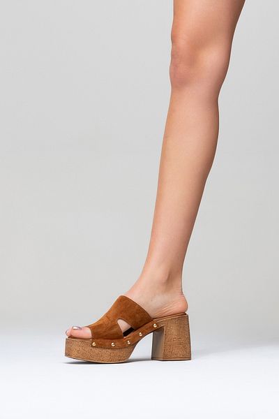 Zeynep Sıradağlı Women's Leather Clogs Taylee Suede Slippers Tan