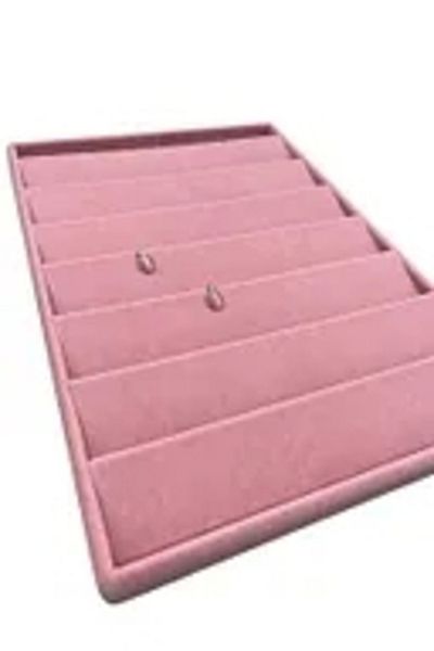 MeGass Dekor Domestic Production Palace Bosnia Model Suede Fabric Pink Color 34/24 cm Gradual Drawer Earring Stand