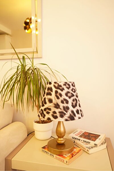 retro home design Eskitme Ayaklı Leopar Detaylı Masa Lambası Dekoratif Abajur...