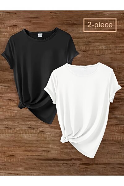 Lider Leather Set de 2 tricouri simple unisex - Design elegant și confortabil "