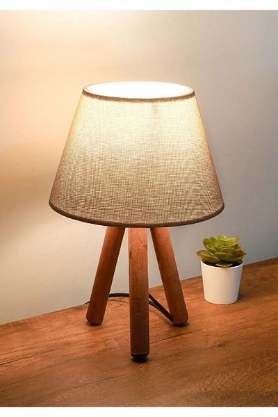 MHK Collection Design Wooden Body, Fabric Head Decorative Lampshade