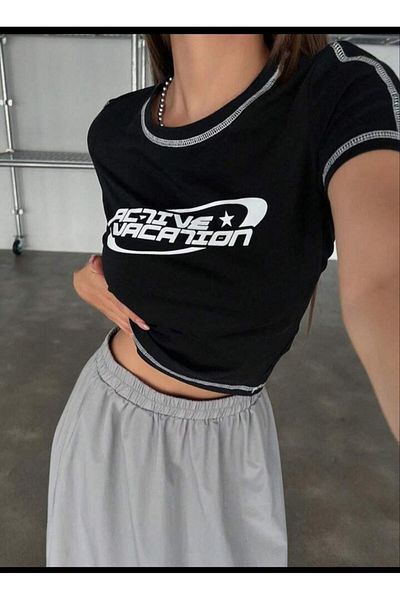 EDVESS Y2k Crop Top T-shirt Printed Body