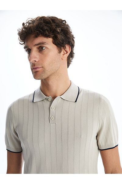LC Waikiki Ανδρικό πλεκτό μπλουζάκι Standard Mold Viscose Blended Fabric Polo Neck