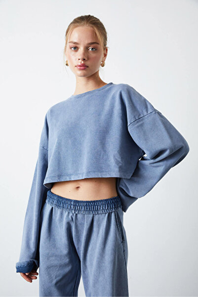 Beyyoglu Yıkamalı Crop Sweatshirt