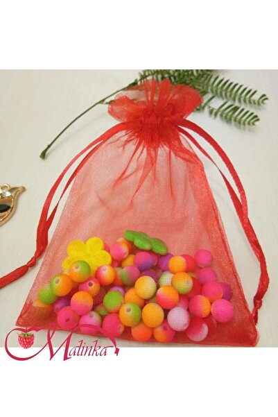 Malinka 10 Adet 18 Cm X 13 Cm Kırmızı Bez Kına Düğün Mevlüt Sünnet Tespih Çerez Hediye Kesesi Bez Kese Çanta