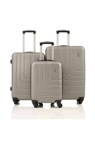 ASFAR مجموعة XT273 من 3 حقائب سفر بهيكل صلب وقفل مركب - 20/24/28 فضي أبيض