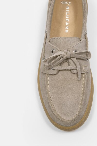 NILUFARR Mainoo Bej Süet Hakiki Deri Kadın Loafer