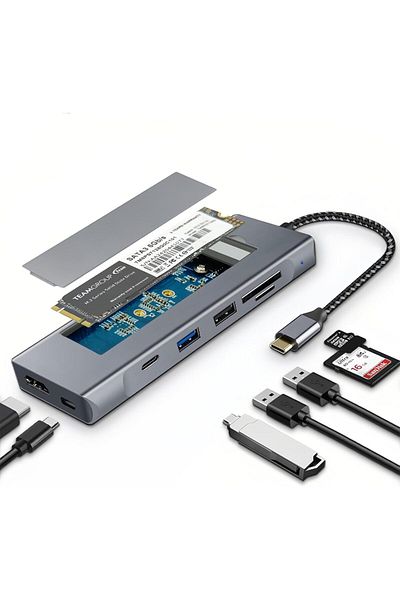 COOYA Aluminum 8-in-1 USB-C Hub, 4K HDMI, 100W Fast Charge, SD/TF Reader for MacBook/Windows/Android