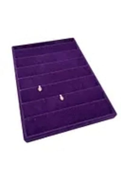 MeGass Dekor Domestic Production Suede Fabric Purple Color 34/24 cm Stepped Drawer Earring Stand