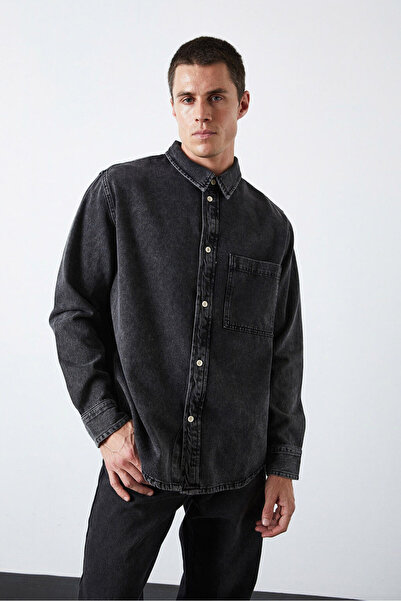 Beyyoglu Oversize Cepli Denim Gömlek