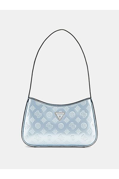 Guess Geantă de umăr din piele lacuită Arnela Top Zip