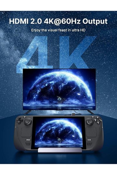 COOYA محطة إرساء متوافقة مع Steam Deck، قاعدة توصيل 6 في 1 مع منفذ HDMI 2.0 بدقة 4K بمعدل 60 هرتز