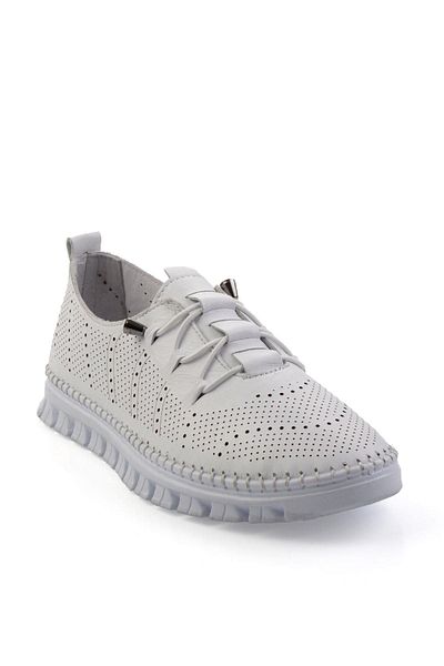 Bambi White Genuine Leather Women's Casual Shoes K 01143012503