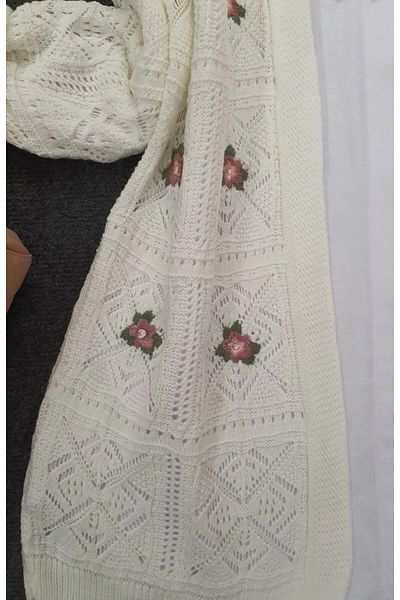 bergibo Openwork Flower Embroidered Long Cardigan - Openwork Knitted Cardigan