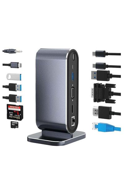 COOYA 12-in-1 USB C Hub Dock Laptop Display Docking Station Universal Port with 4K HDMI Monitor