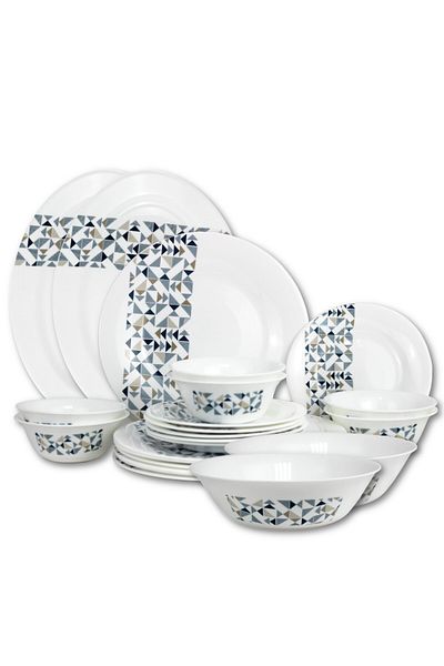 Melrich 28 Pcs Opal ware Dinnerware set Dishwasher & Microwave safe, Scratch Resistant