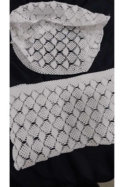 Papatyam Hand Knitted Crochet 2 Pieces (35X20) Pillow Head Lace Handcrafted Lace/Vintage/Dowry Lace/Cotton